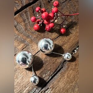 Artisan Large Sterling Earrings Studs Round Balls Polished Silver Modern Mod